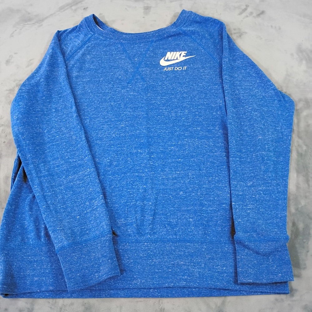 Nike Sportswear Gym Vintage Blue Heather Crewneck Sweatshirt Large JUST DO IT
